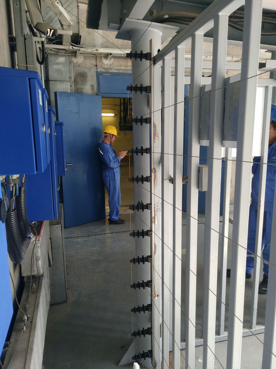 Perimeter fence detail at industrial facility